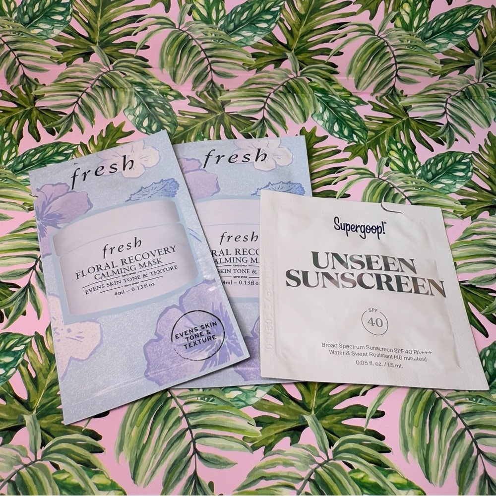 Fresh Floral Recovery Calming Mask x Supergoop Unseen Sunscreen Testers